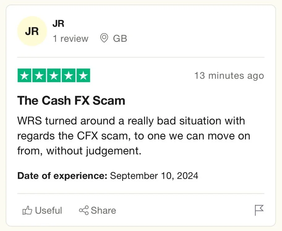 Cash FX Scam recovery 5 star review